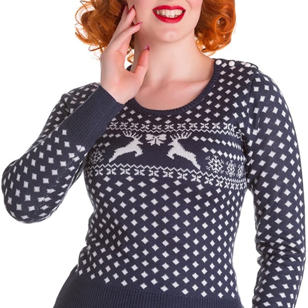 Hell Bunny Holiday Jumper / Sweater in navy blue